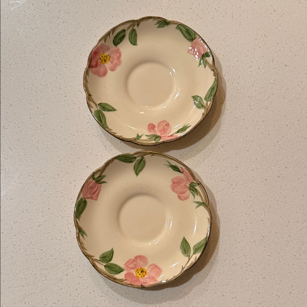 Franciscan Pink and Green Floral Saucers